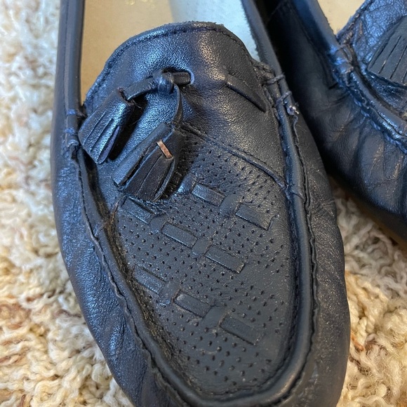 Oldmaine trotters size 7 genuine leather loafers black tasseled weave pattern - Picture 3 of 7